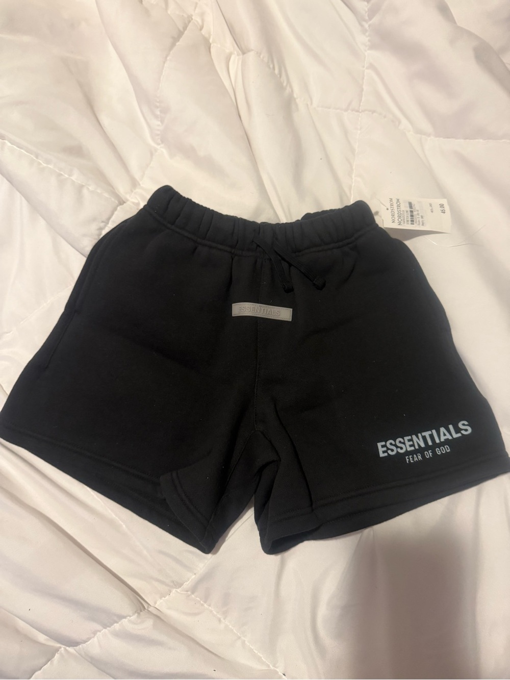 Essentials Black Logo Fleece Shorts
